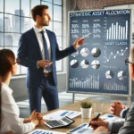 financial advisor explaining the concept of strategic asset allocation to clients
